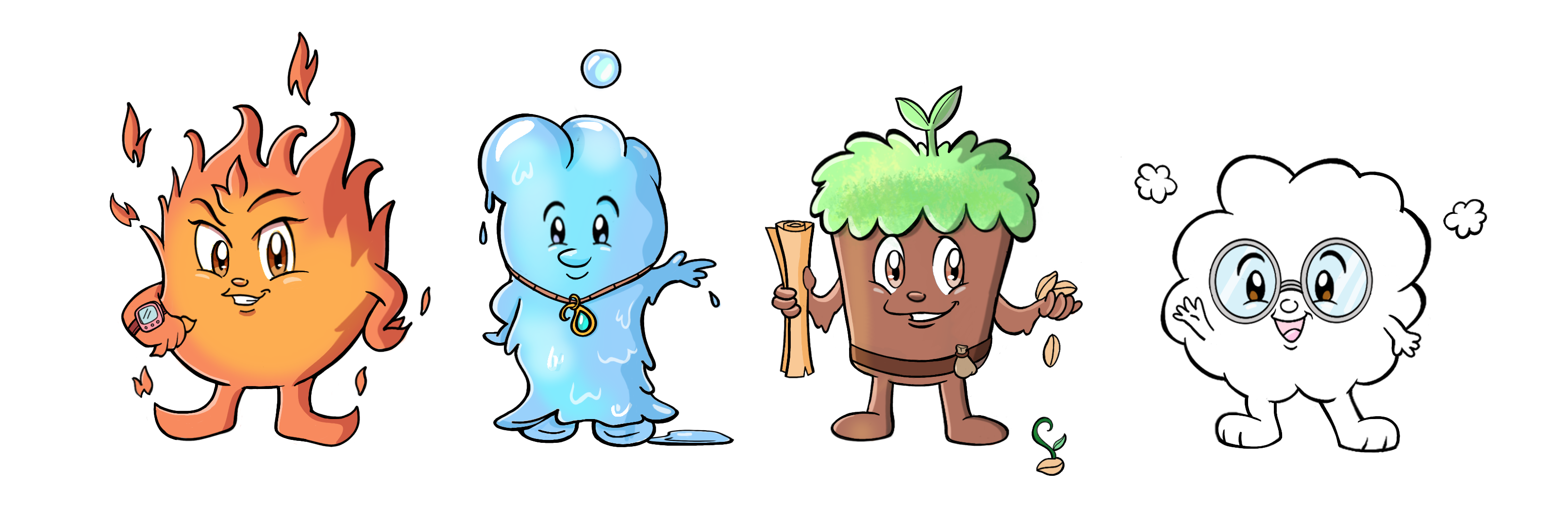 Elda, vattna, jorda & vinda